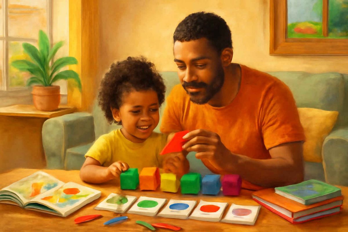 Como ensinar cores em inglês para crianças: método prático com brincadeiras, rotina e interação em casa